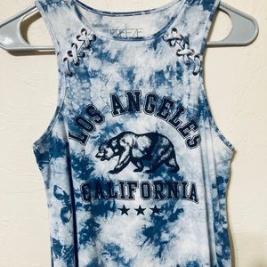Blue and white marble tank top